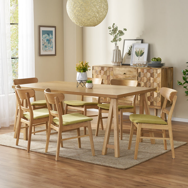 Ensemble repas pour 6 personnes, Chêne naturel, Thé vert
