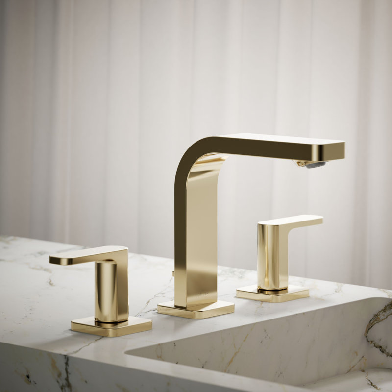 Parallel™Widespread Bathroom Faucet, 3-Hole Two Lever Handle Bathroom Sink Faucet, 1.2 GPM, Vibrant French Gold, 1.2 GPM