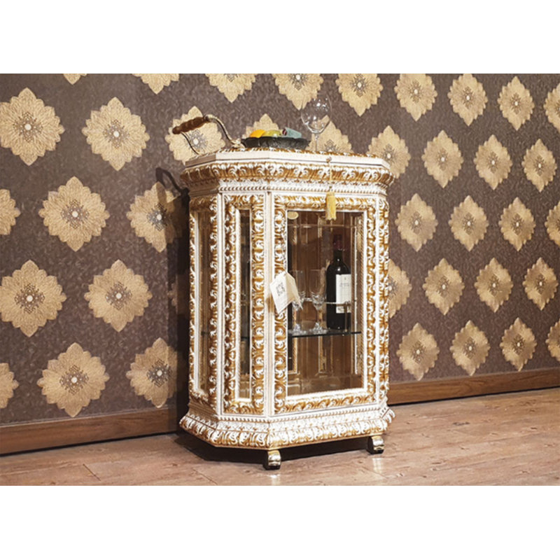 Infinity Luxury Trolley Bar With Brass Accents, Ivory Gold
