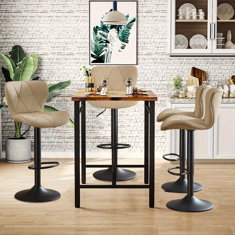 Swivel Adjustable Height Modern Bar& Counter Stool, Camel