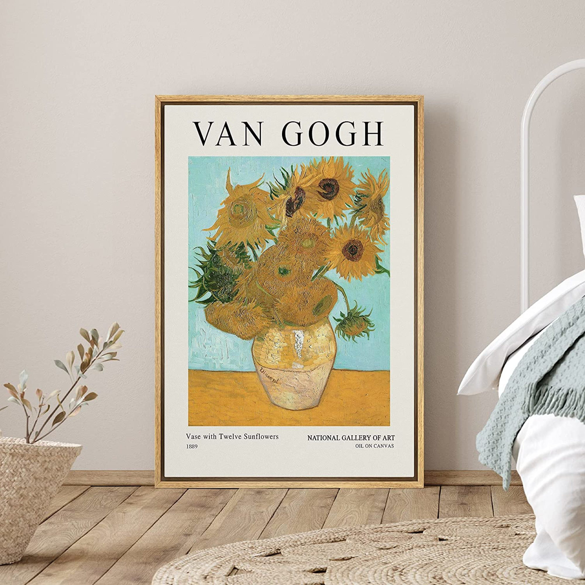 SIGNLEADER Framed Canvas Print Wall Art Vase With Twelve Sunflowers ...