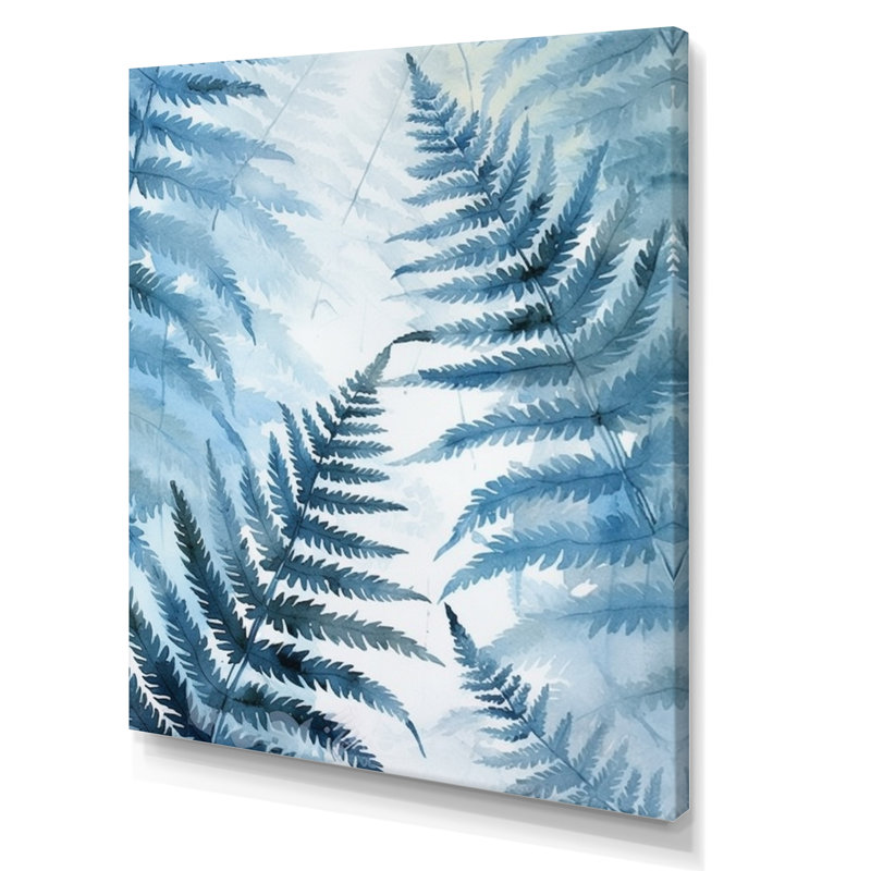 Fougère bleue III sur toile, H 32 po x l 16 po x P 1 po, Toile tendue