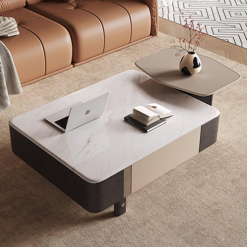 Ensemble de tables basses en bois avec pierre micro-cristalline