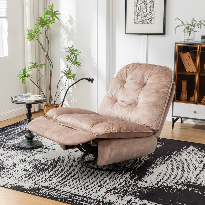Fauteuil inclinable, fauteuil inclinable, support pour téléphone portable, fauteuil de lecture large et confortable, fauteuil à bascule pivotant, velours doré