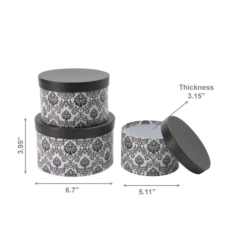 Haight S/3 Round Nesting Boxes Black Lace