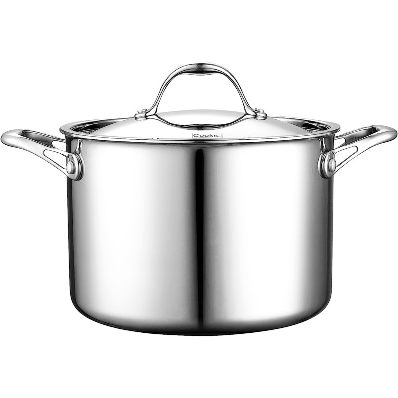 Cooks Standard Multi-Ply Clad 8 Quart Stock Pot, Stainless Steel Soup Pot with Stainless Lid, Large Cooking Pot for Pasta, Spaghetti, Stockpot with Even Heating, Induction Cookware, Oven Safe