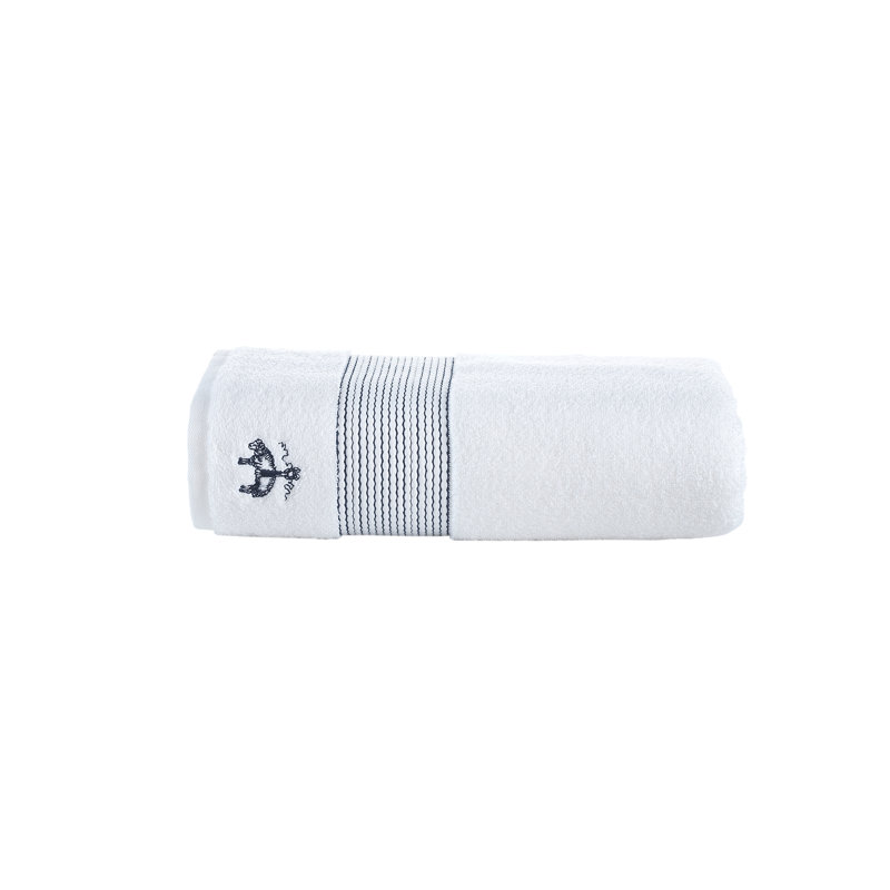 Turkish Cotton Midweight Jacquard Bath Towel, Navy