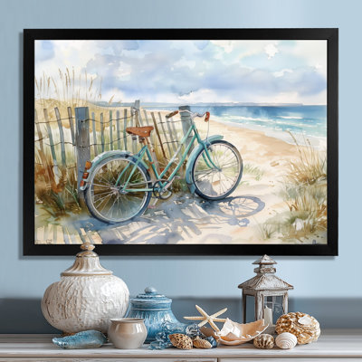 Blue Bicycle On The Beach Pathway I - Coastal Wall Art