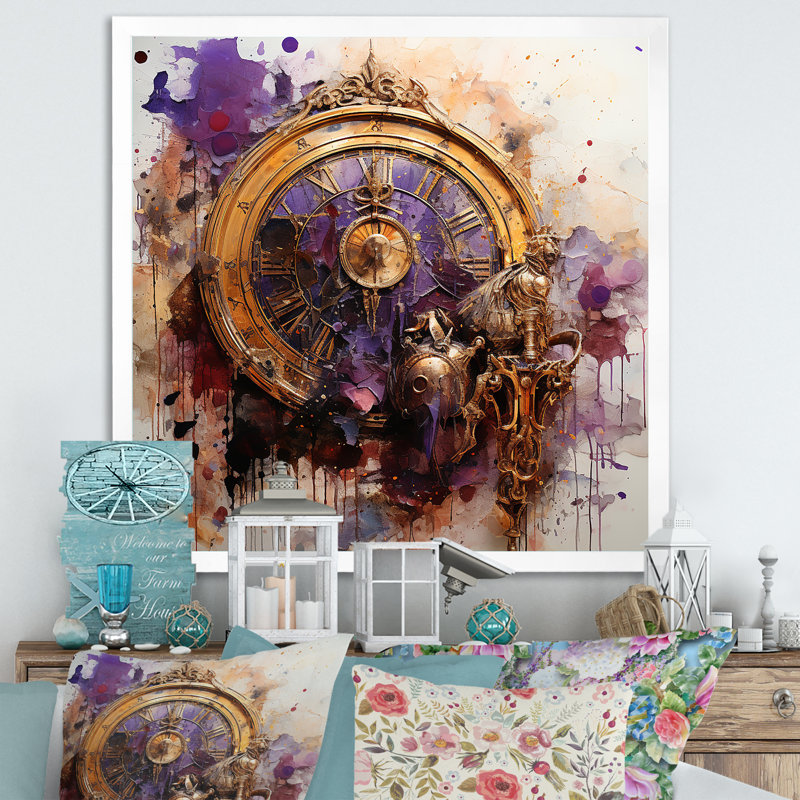 Mauve et jaune, collage intemporel II - Classics, art mural, Toile tendue, H 16 po x l 16 po x P 1 po