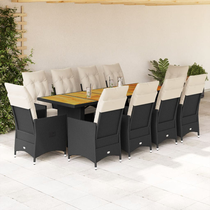 Ensemble bistro noir, blanc crème, 10, Wood, Cream Cushion/Black Frame