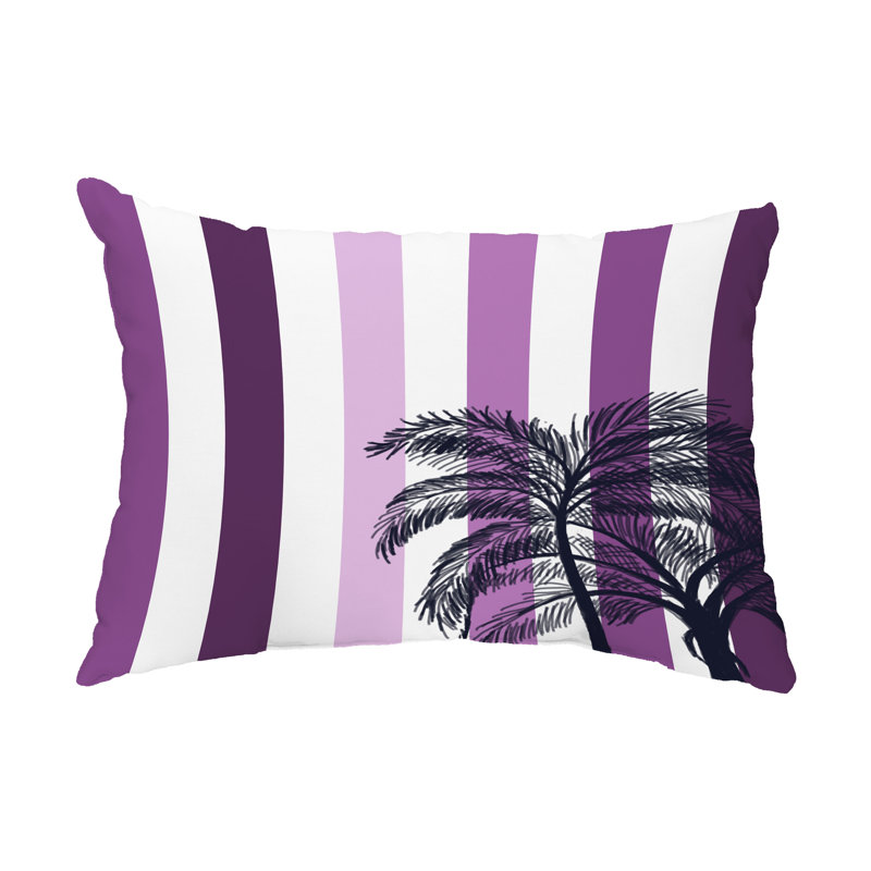Striped Outdoor Reversible Throw Pillow, Purple