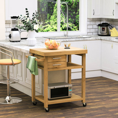 Chariot de cuisine avec résistance aux liquides - 2 tiroirs, support latéral à roulettes verrouillables et polyvalent, stable et mobile, convenant à divers espaces