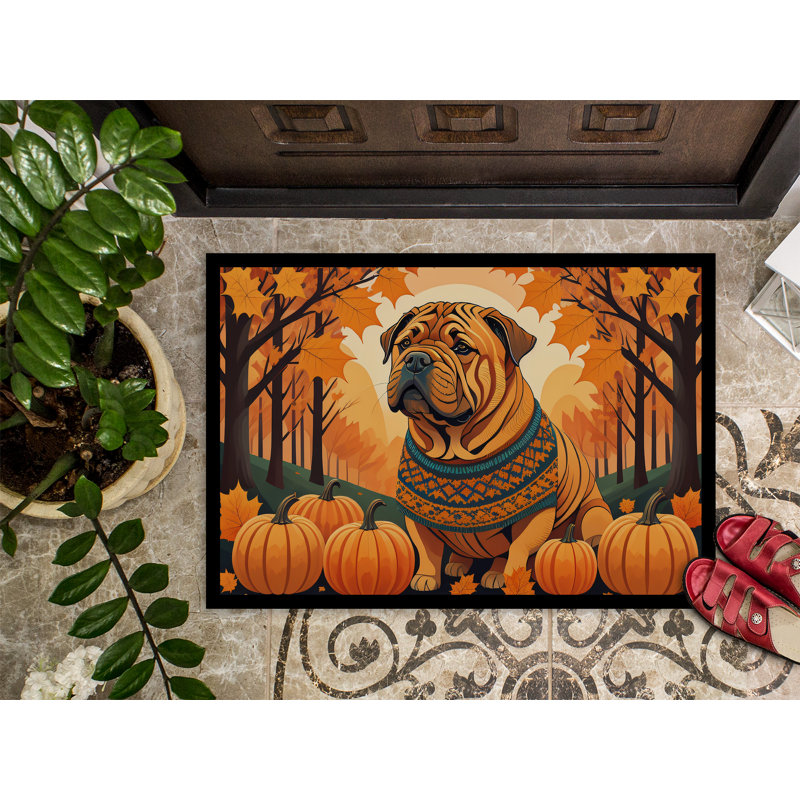 Tapis de porte antidérapant pour l'intérieur et l'extérieur Chrizeda Shar Pei, L 24 po x L 36 po