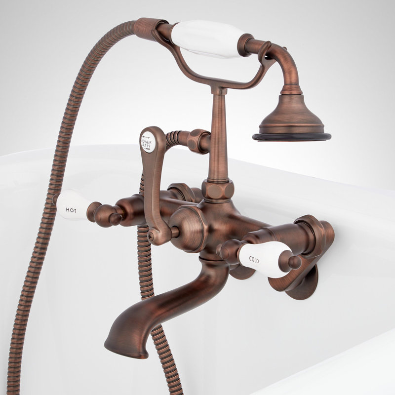 Telephone Style Tub Wall Mounted Faucet with Porcelain Lever Handles, Oil Rubbed Bronze