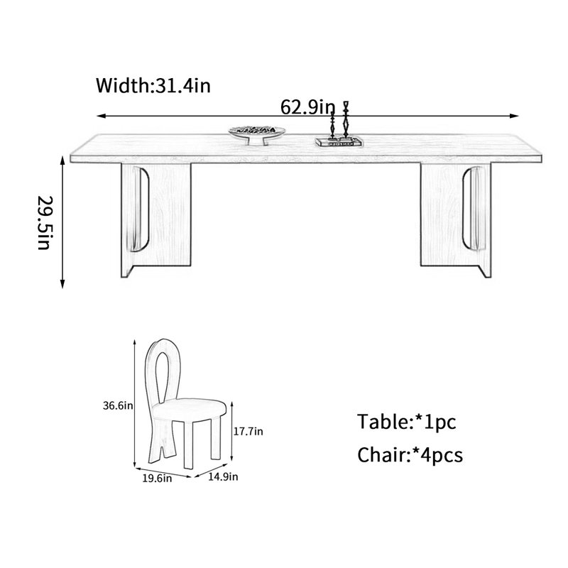 Ensemble de salle à manger Kester, H 29,5 po x L 62,9 po x l 31,4 po