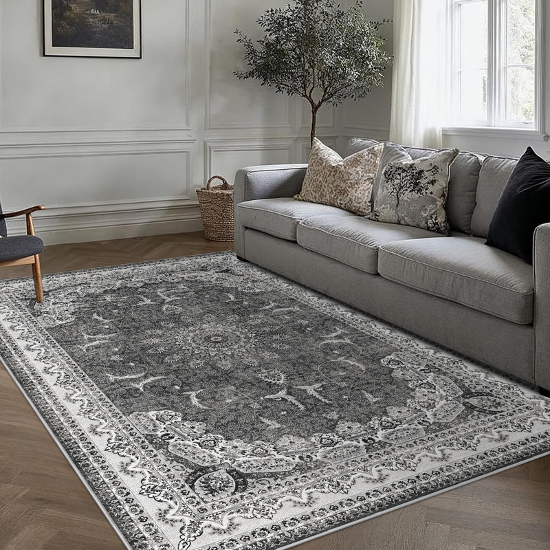 Oriental Floral ,Machine-Washable, Non-Slip Rugs., Rectangle 5' x 8'