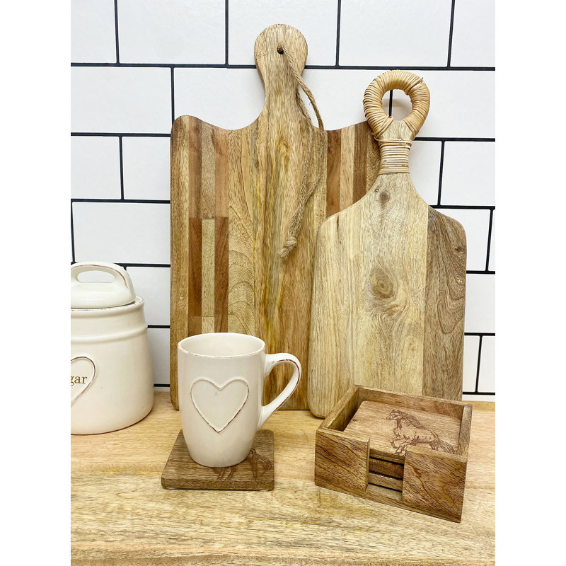Wood Square 4 Piece Coaster Set