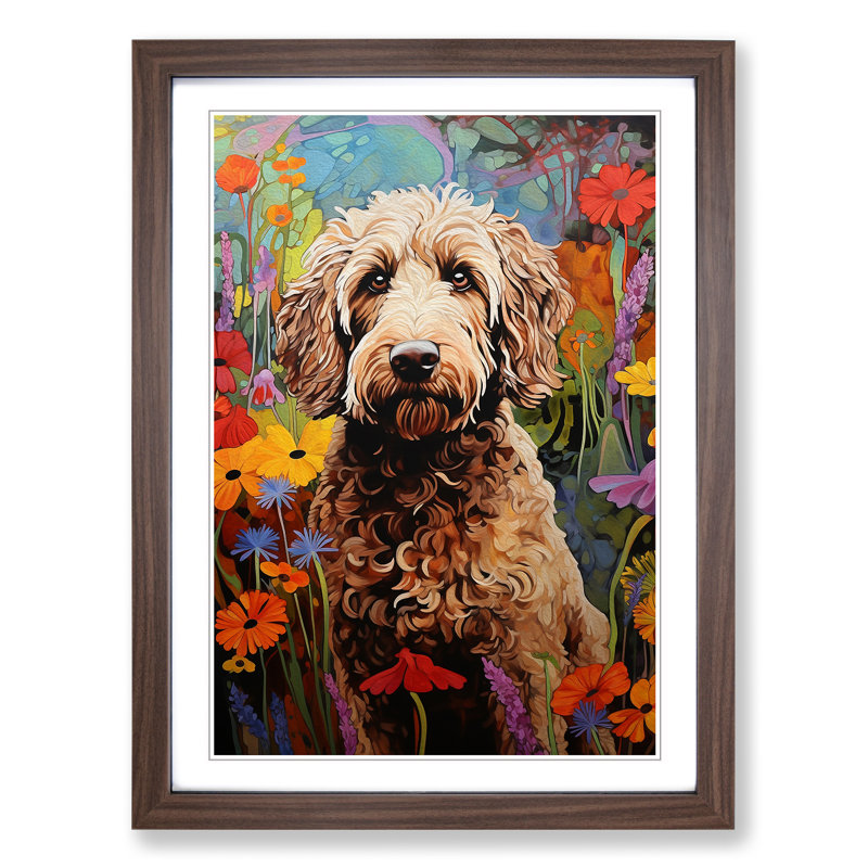 Labradoodle Contemporary No.2 - Framed Print, Walnut, 46cm H x 34cm W x 2cm D