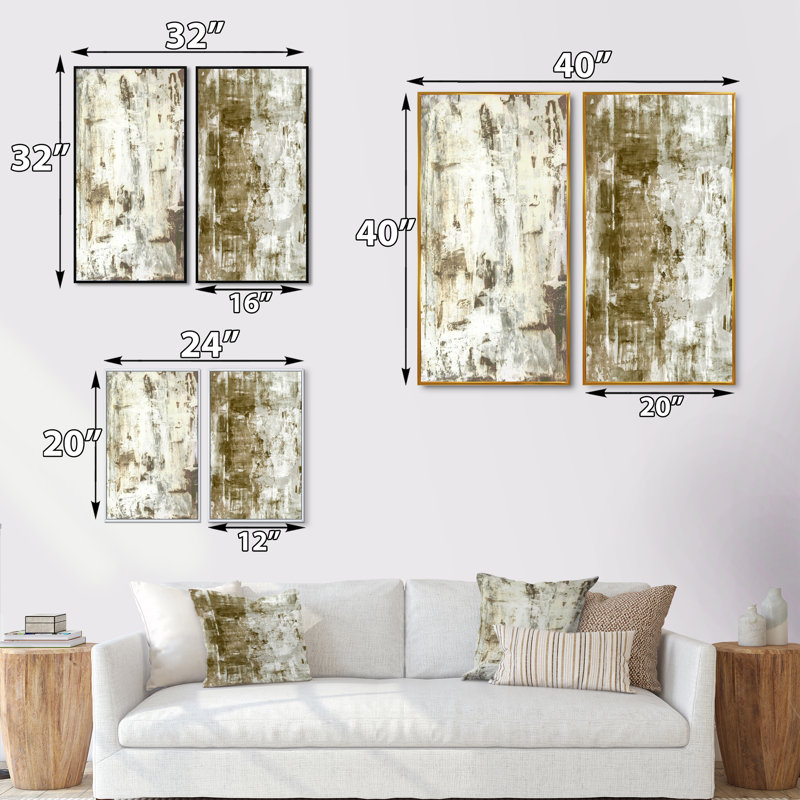 «Brown and Beige Colorfields II», ensemble de 2 photographies sur toile, H 32 po x l 32 po x P 1 po, Cadre flottant noir