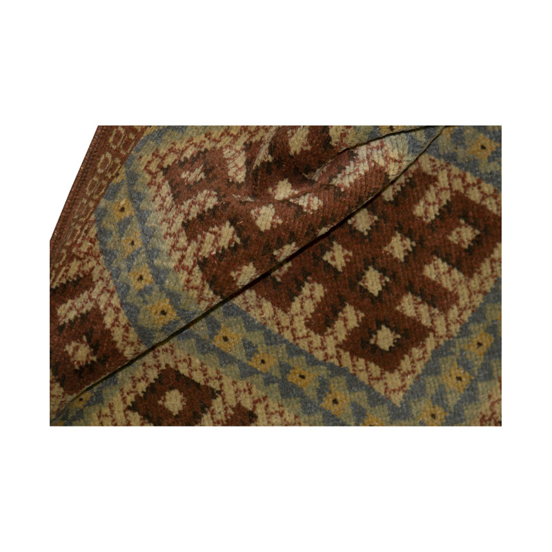 Hand-Knotted High-Quality Brown/Yellow/Blue Area Rug