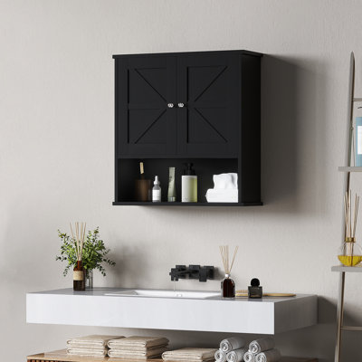 Farmhouse Bathroom Wall Cabinet, Medicine Cabinet with Open Shelf