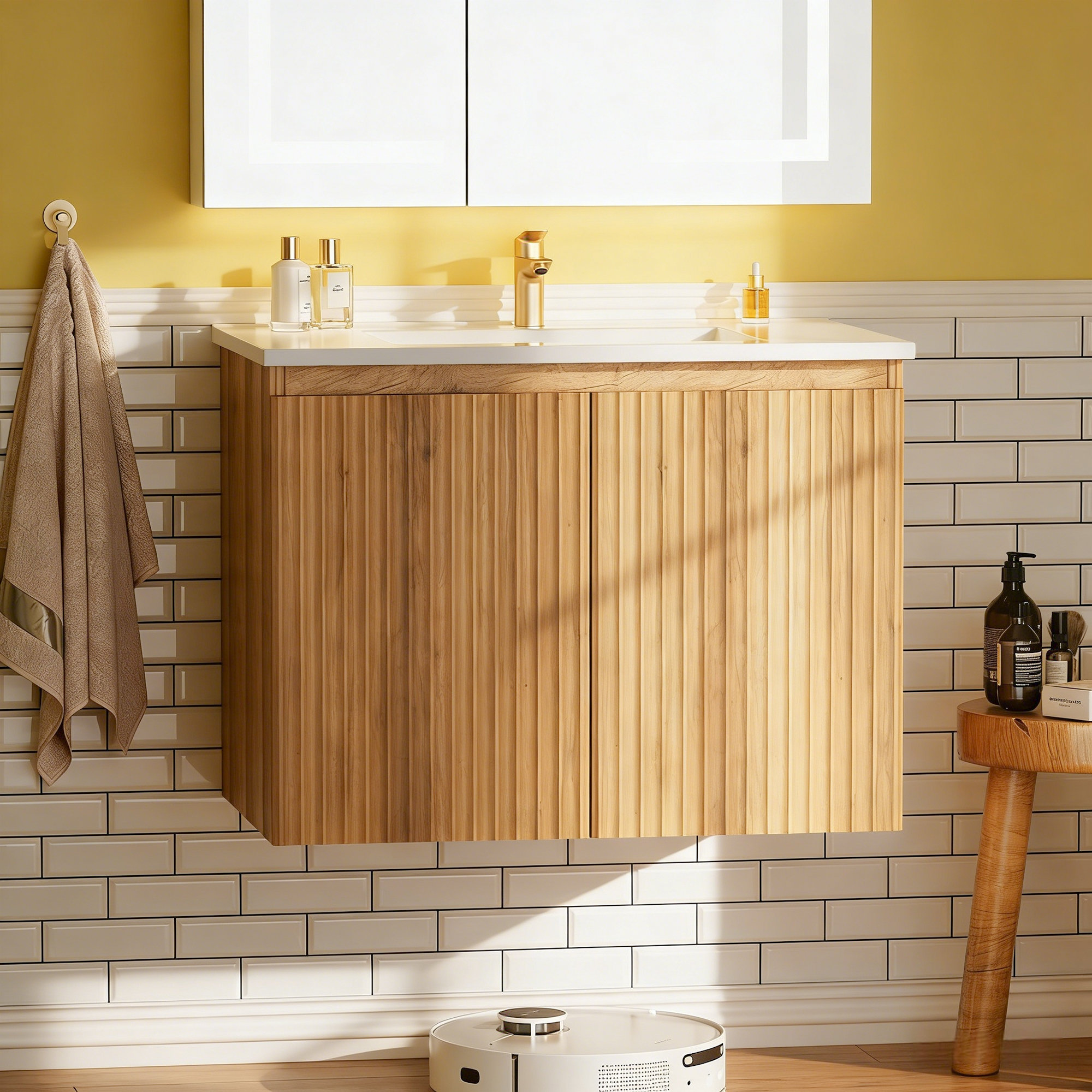 Curated visual reference: Gallery Detail: Sunrinx 30 Foldable Wall Mounted Bathroom Cabinet