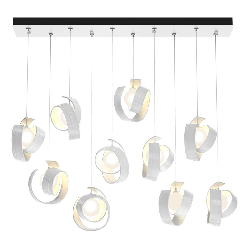 Luminaire suspendu géométrique à 10 lumières pour îlot de cuisine Riza, H 80 po x l 46,7 po x P 12,2 po, Blanc