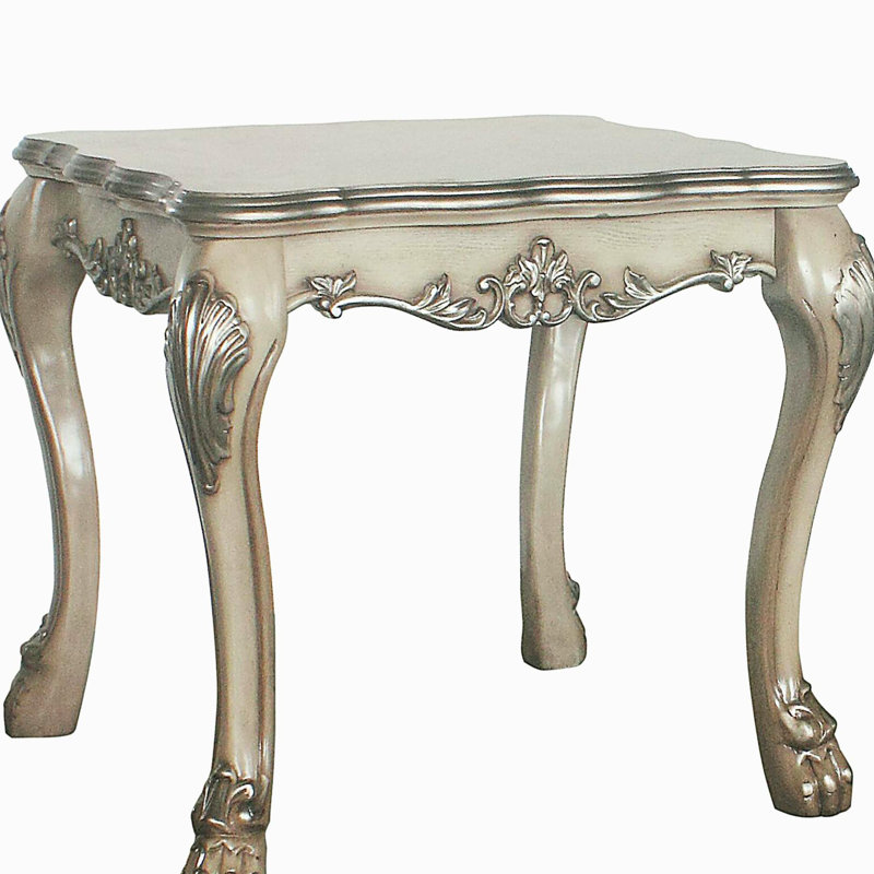 Retro bone white square side table
