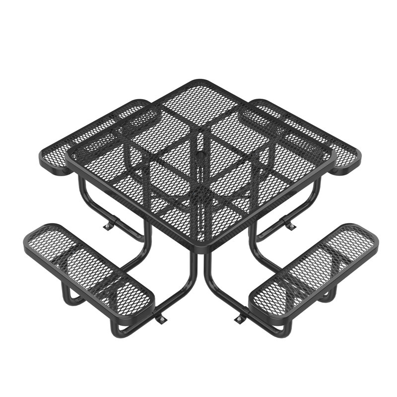 Table de pique-nique carrée 46 po avec trou pour parasol