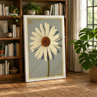Single Daisy Botanical - Wrapped Canvas