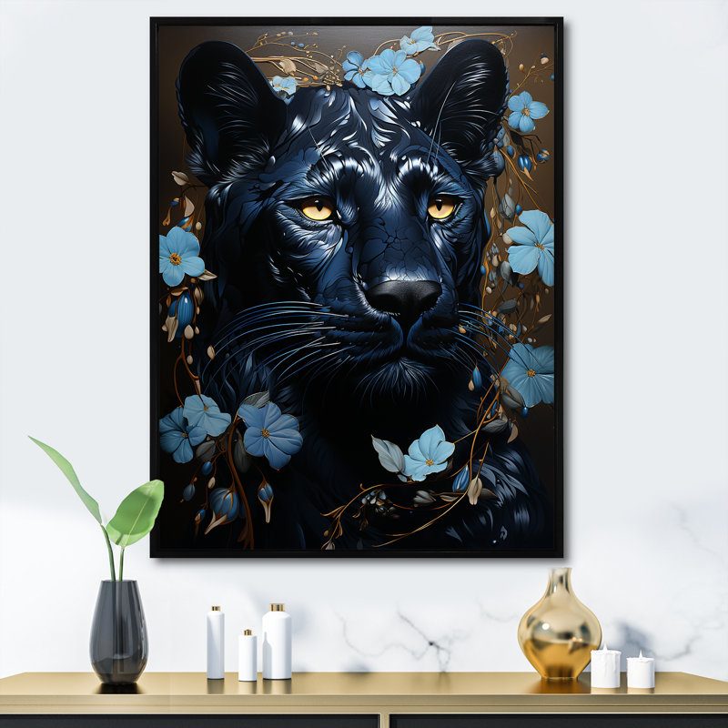 Chasse à la panthère noire Tranquillity I, H 44 po x l 34 po x P 1,5 po, Cadre flottant noir