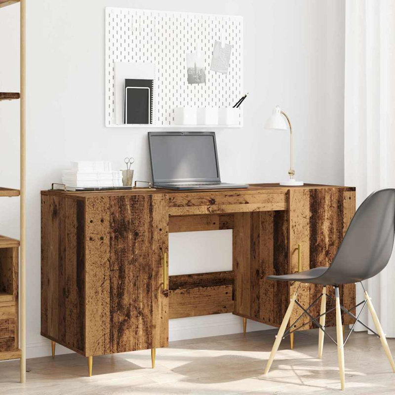 Desk With Shelf 140 X 50 X 75 Cm Engineered Wood, Old Wood