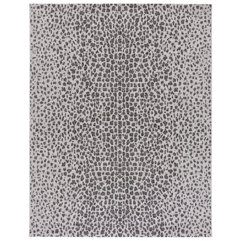 Tapis intérieur / extérieur gris à motif animalier Basinger, Rectangle 8 pi x 11 pi