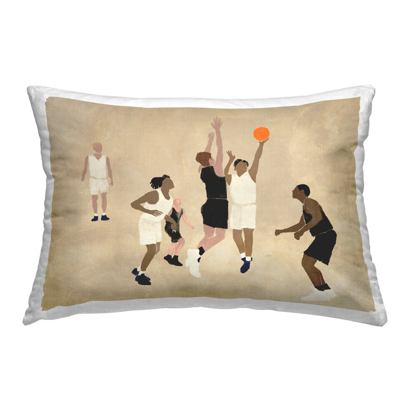 Athletes Playing Basketball Decorative Printed Throw Pillow by Daphne Polselli