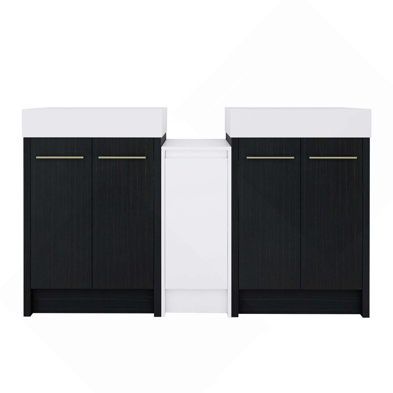 Meuble-lavabo autoportant avec lavabo en résine et armoires de rangement, avec porte à fermeture douce, ensemble KD, 60"