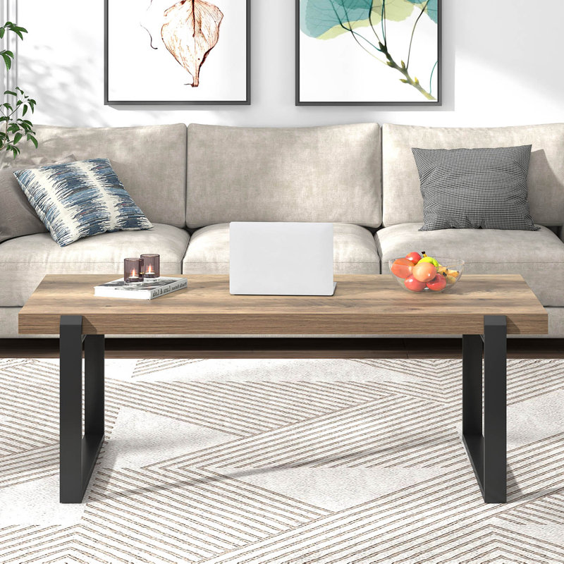Table basse 44 "Hulstein, minimaliste, chêne, 17" H x 44" W x 23.6" D, Chêne rustique
