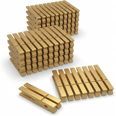 100 pinces à linge en bois dorées 100, pinces à linge et de bricolage robustes de 2,9 pouces pour photos, décorations, vêtements, projets de classe et présentoirs de bricolage