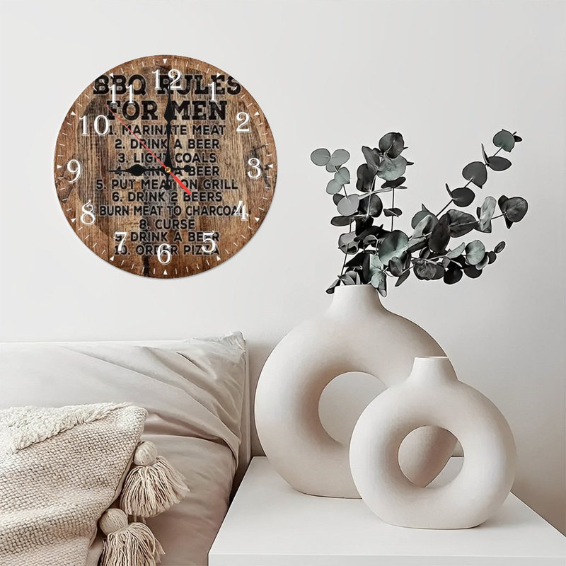 Horloge murale en bois 10 po, mouvement silencieux, à piles (piles AA non incluses), décor artistique, parfait pour les décorations