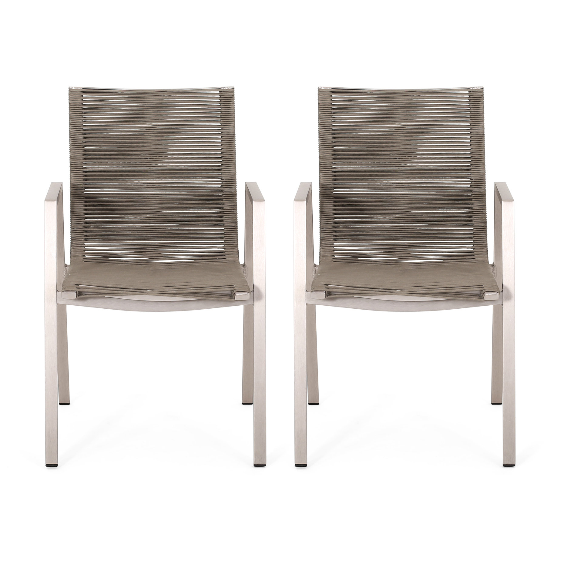 Latitude Run® Taupe Aluminum Outdoor Dining Chairs With Rope Seat Of 2 ...