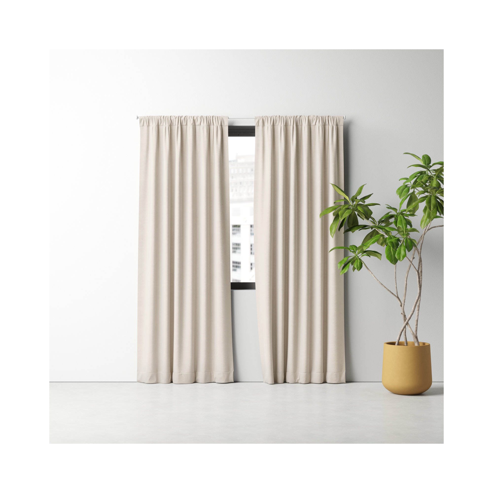 Loria Plush Velvet 100% Blackout Curtains For Bedroom, Living Room - Single Panel, Diva Cream, 50" W x 96" L