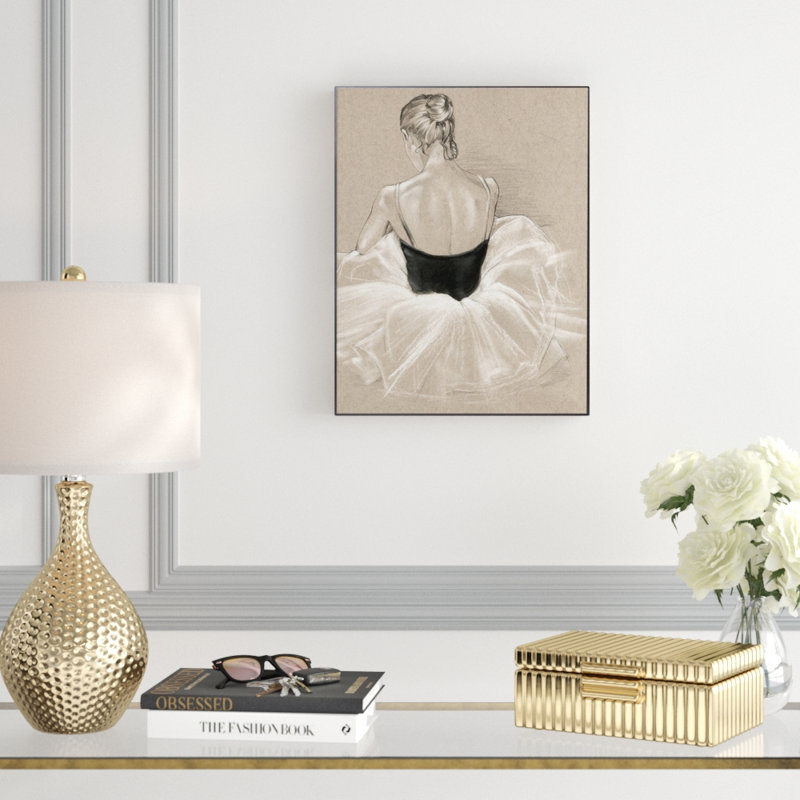 «Ballet Study II», peinture sur toile, Cadre flottant noir, H 17,7 po x l 13,7 po x P 1,75 po