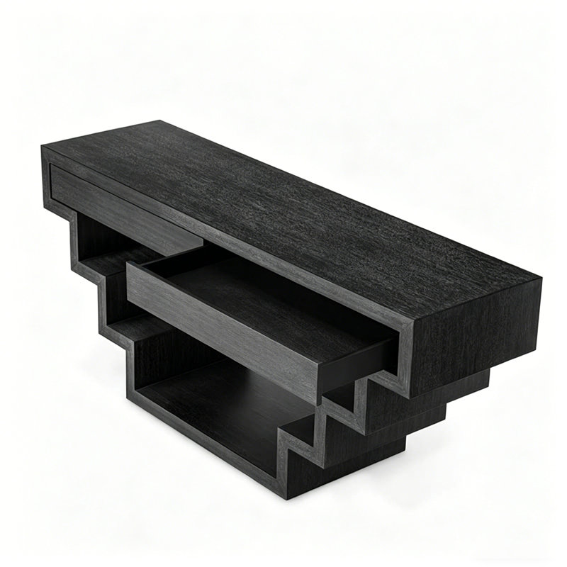 Console Retro Minimalist Art Design, H 31,5 po x l 62,99 po x P 15,75 po, Noir