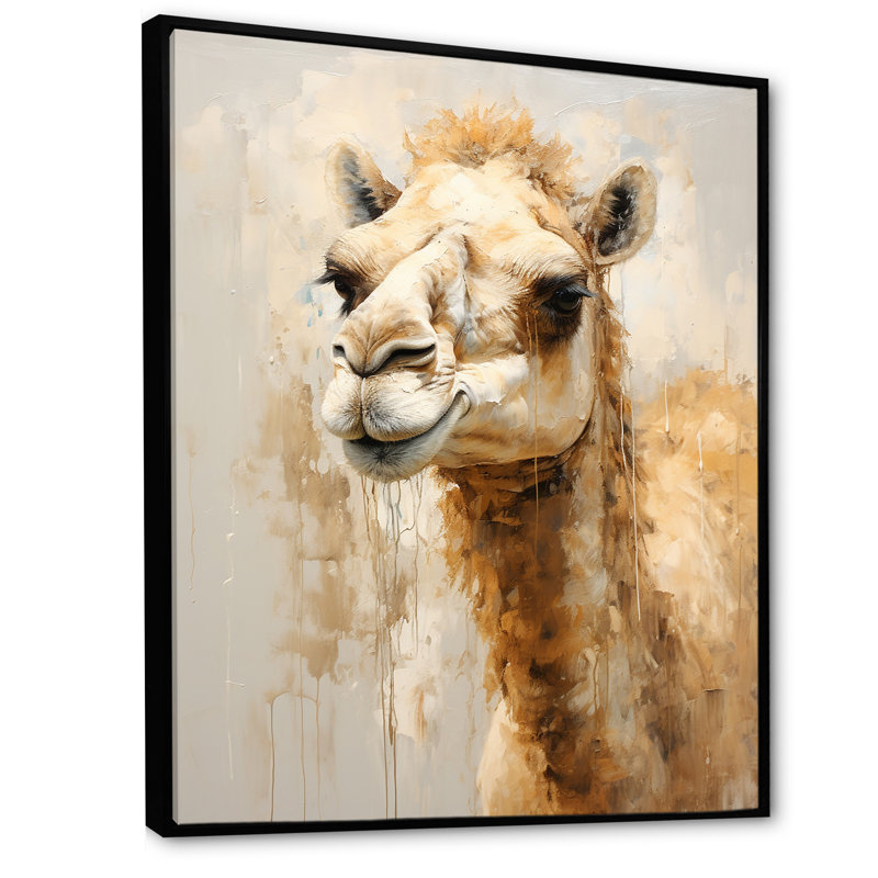 Minimalisme beige chameau I - reproduction d'art sur toile chameau, H 44 po x l 34 po x P 1,5 po, Cadre flottant noir