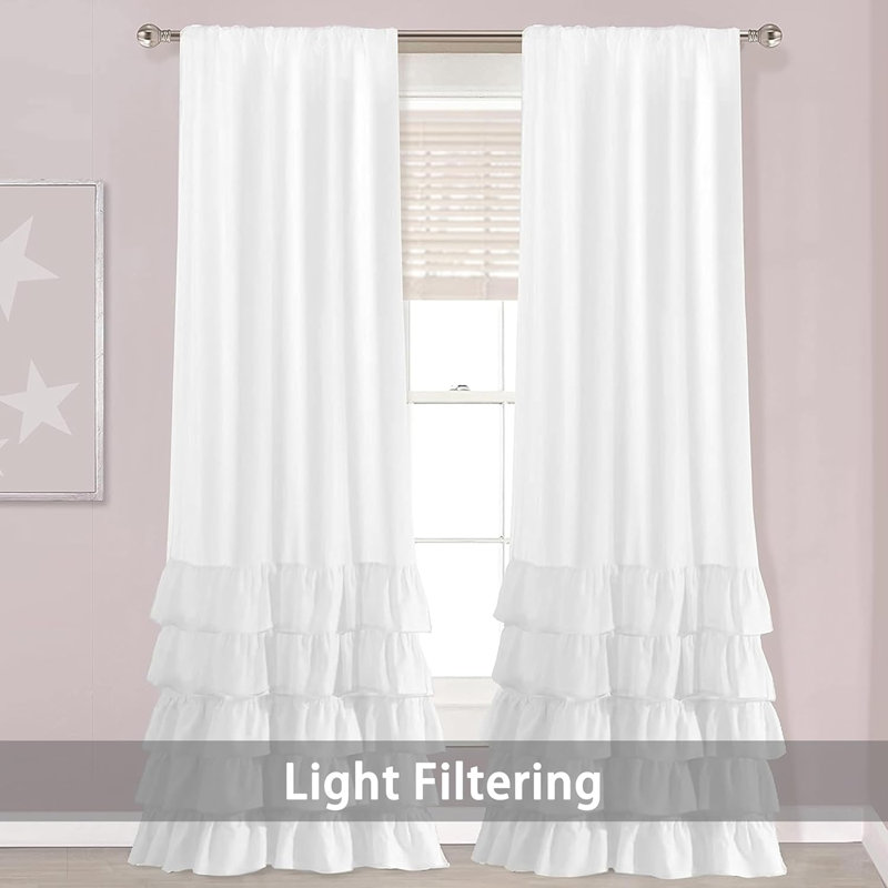 Tabiauea Semi Sheer Curtain Pair, 50" W x 84" L