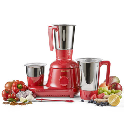 GEEPAS 750W 3-in-1 Mixer Grinder | Stainless Steel Jars, Blades | 3 Speed Control, Perfect for Chutney, Dry & Wet Fine Grinding Mixing, Safety Twist Lock | Overload Protection | 2 Year Warranty