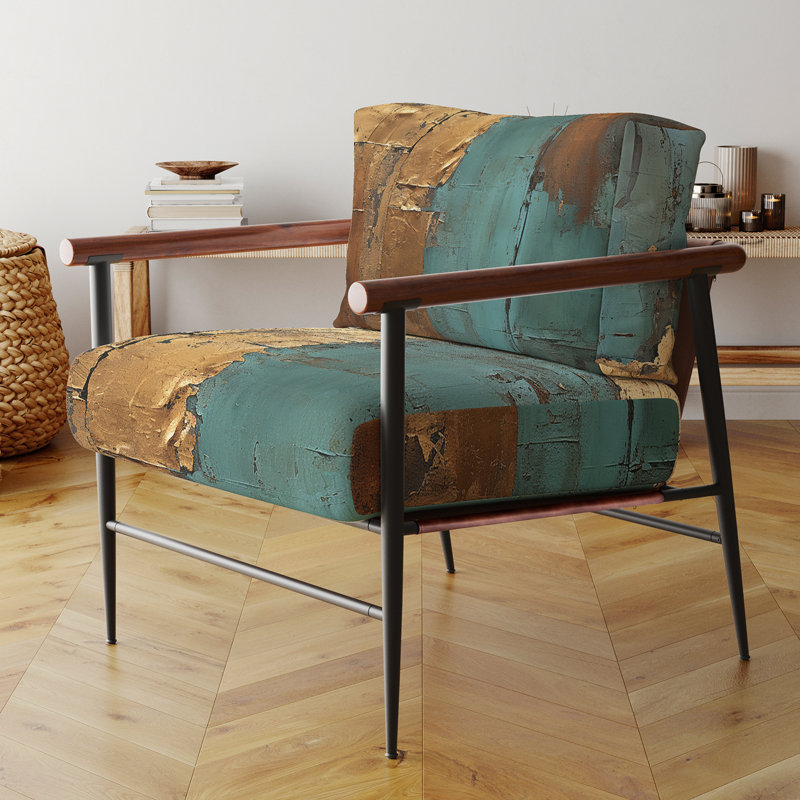 Fauteuil d'appoint Kintsugi Retro Glam Vintage Gold On Turquoise, Noir, noir, noir, noir