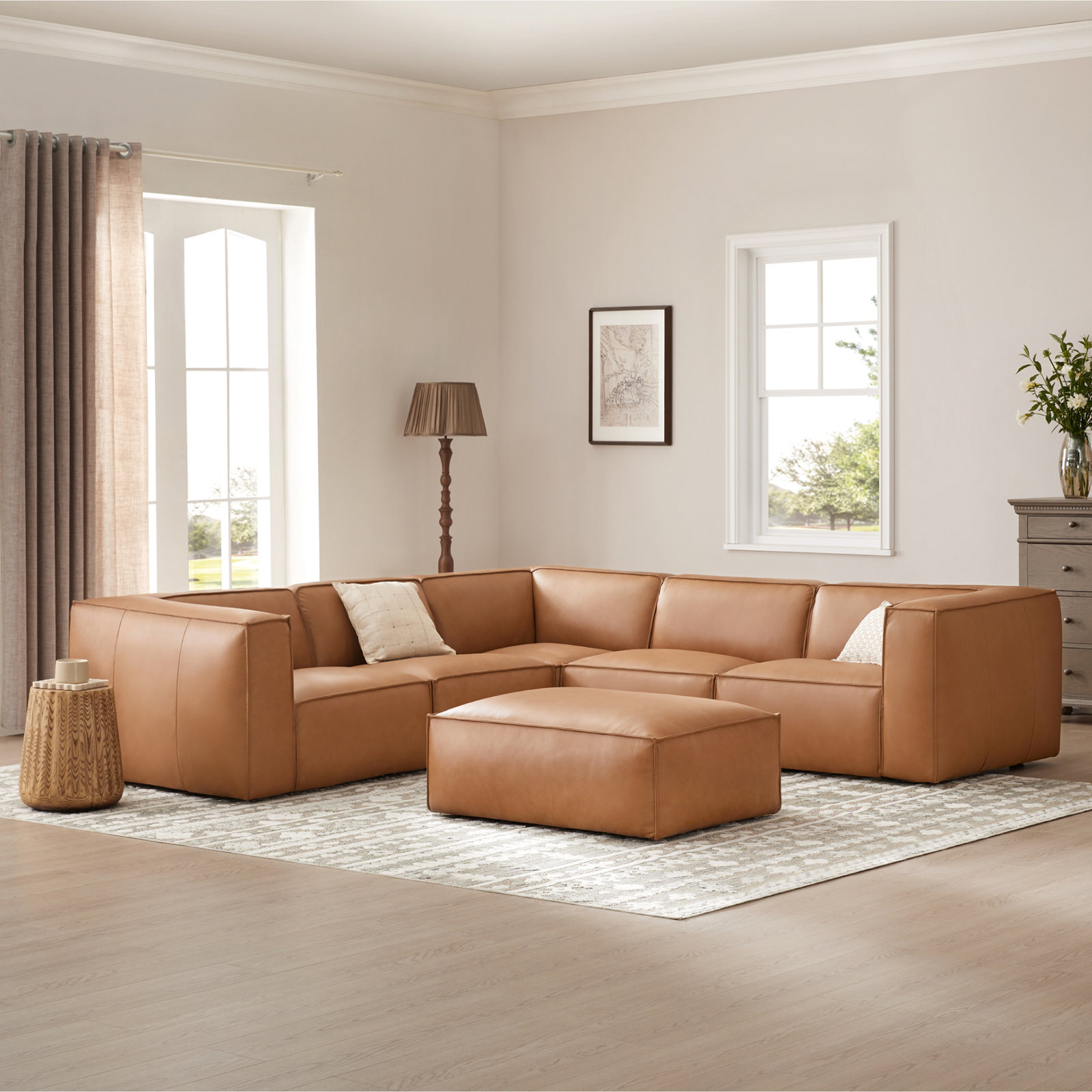 Jaye 6-Piece Genuine Leather Modular Sectional