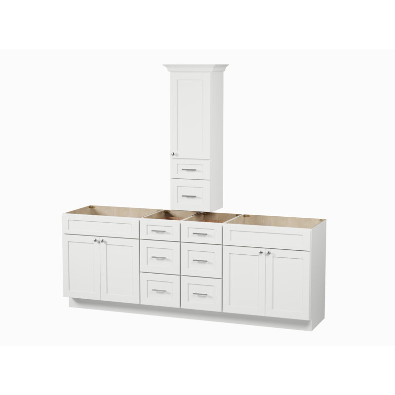 Meuble-lavabo double 90 po avec comptoir Disar, Blanc