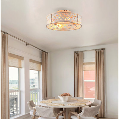 Classic Retro White 20" Flush Mount Caged Ceiling Fan