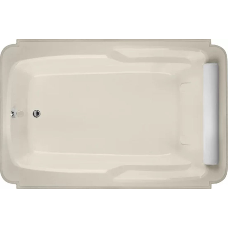 Atlandia 74'' L Soaking Bathtub, Biscuit, Polished Nickel